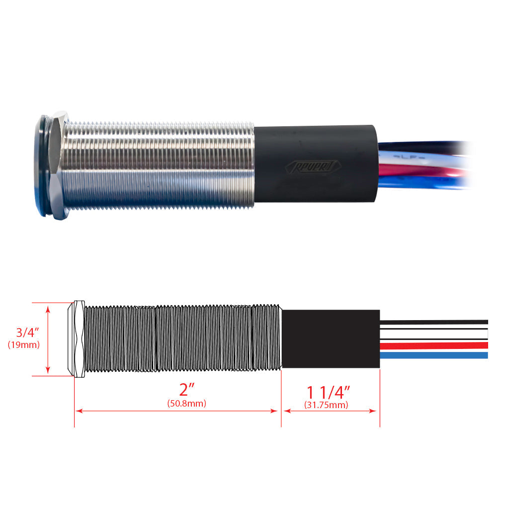 REVERT Dual Output Marine Push Buttons Functions Dimensions
