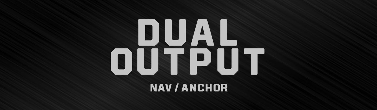 Brushed metal background with 'Dual Output NAV/ANCHOR' text